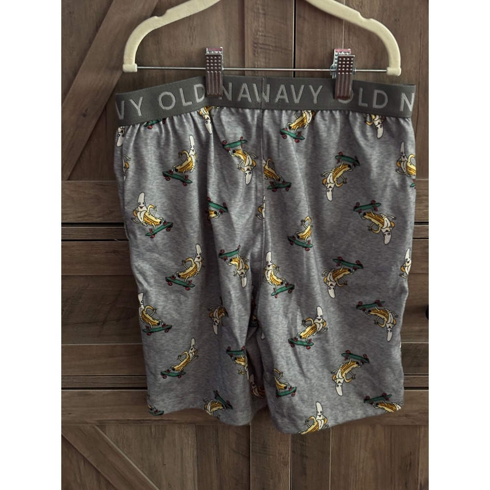 Old Navy Boys Gray Skateboard Banana Print Pajama Sleep Shorts Size L 10-12